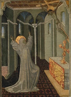 Paolo Gallery: Saint Catherine of Siena Receiving the Stigmata, ca. 1447-65. Creator: Giovanni di Paolo