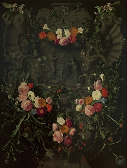 Siena Catherine Of Prints: Saint Catherine of Siena Surrounded by a Garland of Flowers