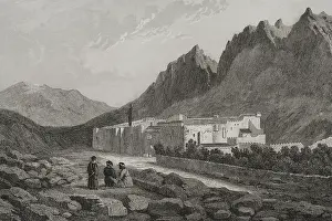 Saint Catherine's Monastery, at the foot of Mount Sinai, 1840. Creator: Charles Nicolas Ransonnette.<br> Saint Catherine's Monastery, at the foot of Mount Sinai, 1840