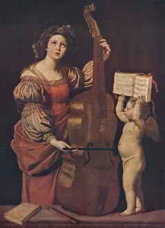 Cecilia Collection: Saint Cecilia with an angel holding a musical score, 1617-1618. Artist: Domenichino