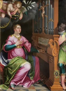 Roman Antiquity Prints: Saint Cecilia, crowned by an angel, 1587
