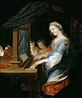 Cecilia Collection: Saint Cecilia playing the organ