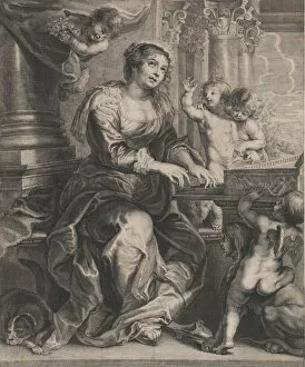 Boetius Adams Gallery: Saint Cecilia playing the organ surrounded by putti, ca. 1640-59