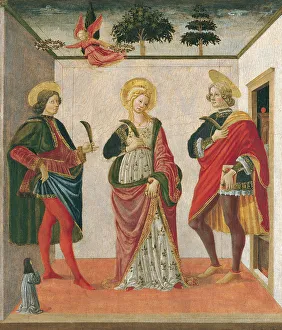 Cecilia Collection: Saint Cecilia between Saint Valerian and Saint Tiburtius with a Donor