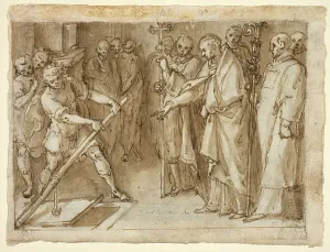Carlo Borromeo Prints: Saint Charles Borromeo Supervising the Opening of a Crypt, c.1604. Creator: Cesare Nebbia