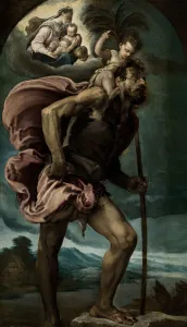 Bassano Prints: Saint Christopher, 1559. Artist: Bassano, Jacopo, il vecchio (ca. 1510-1592)