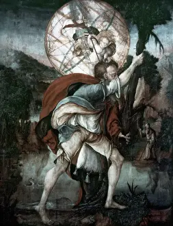 Patron Saint Prints: Saint Christopher, 1562. Creator: Master of Messkirch