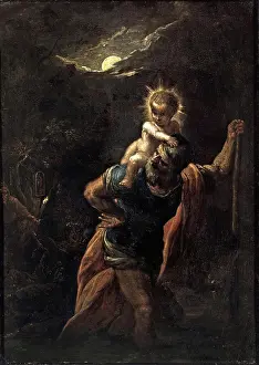 Moonlit Prints: Saint Christopher, 1598. Creator: Adam Elsheimer