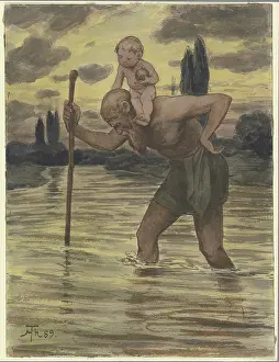Legendary Prints: Saint Christopher, 1889. Creator: Hans Thoma