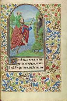 Jacques De Luxembourg Master Of Prints: Saint Christopher Carrying the Christ Child; Book of Hours