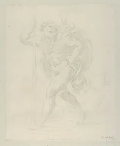 Saint Christopher walking with the infant Christ on his left shoulder, counterpro..., ca Saint Christopher walking with the infant Christ on his left shoulder, counterpro..., ca