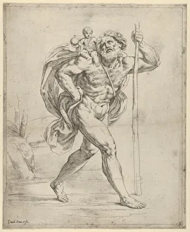 Saint Christopher walking with the infant Christ on his right shoulder, ca. 1600-1640