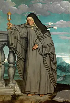 Saint Clare Prints: Saint Clare of Assisi, 1548. Creator: Moroni, Giovan Battista (1520/25-1578)