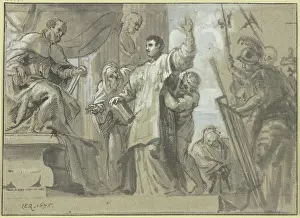 Arguing Prints: A saint defends himself before the Roman Senate, 1675. Creator: Erasmus Quellinus