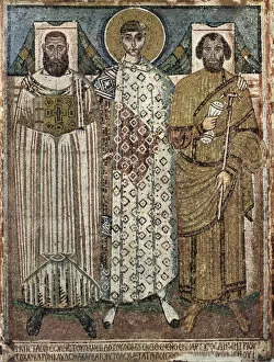Saint Demetrius of Thessaloniki with the donors, 6th-7th century. Artist: Master of Hagios Demetrios (End of 6th cen.)