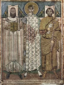 Saint Demetrius of Thessaloniki with the donors, 6th-7th century. Artist: Master of Hagios Demetrios (End of 6th cen. )