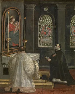 Franciscan Prints: Saint Didacus of Alcala at Prayers, c1560-1600. Creator: Martin de Vos