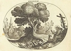 Moncornet Balthazar Prints: Saint Egidius and a Doe. Creator: Balthasar Moncornet