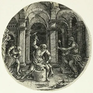 Smithy Prints: Saint Eligius and King Dagobert, 1520/30. Creator: Jean de Gourmont
