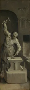 Hammering Prints: Saint Eligius of Noyon in his Forge, 1588. Creator: Ambrosius Francken I