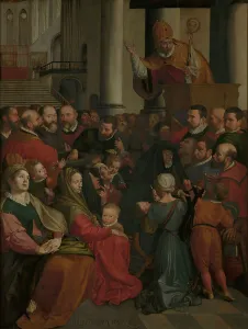 Saint Eligius Prints: Saint Eligius of Noyon Preaches in Antwerp, 1588. Creator: Ambrosius Francken I