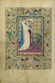Good Versus Evil Prints: Saint Eligius Overpowering a Devil; Book of Hours, about 1460. Creator: Unknown