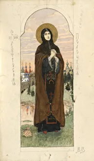 Bogatyr Volga Prints: Saint Euphrosyne of Polatsk (Study for frescos in the St Vladimirs Cathedral of Kiev)