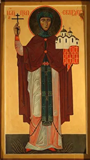 Pskov Prints: Saint Eupraxia, Princess of Pskov. Artist: Russian icon