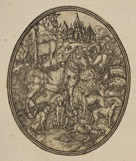 St Eustace Prints: Saint Eustace (reduced reverse copy in oval). n. d. Creator: Unknown