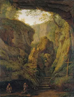 Pilgrimage Prints: Saint Francis Grotto on Monte Verna, 1801. Creator: Jacob Philip Hackert