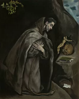 Skull Gallery: Saint Francis Kneeling in Meditation, 1595 / 1600. Creator: El Greco