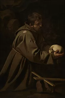 Caravaggio Gallery: Saint Francis in Meditation, ca 1606. Creator: Caravaggio, Michelangelo (1571-1610)