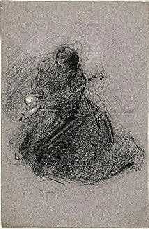 Saint Francis (recto); Two Figures (verso), 1847/75. Creator: Jean-Baptiste Carpeaux