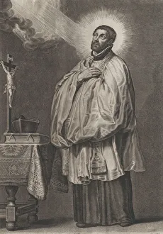 Saint Francis Xavier with a divine light emanating towards him from the upper left