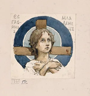 Saint Gavriil of Belostok (Study for frescos in the St Vladimirs Cathedral of Kiev), 1884-1889. Artist: Vasnetsov, Viktor Mikhaylovich (1848-1926)