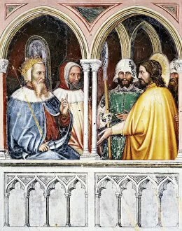 Saint George disputing with Diocletian. Fresco Oratorio di San Giorgio, Padua, ca 1380