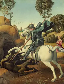 Rescue Prints: Saint George and the Dragon, 1505. Creator: Raphael