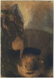 Redon Odilon Prints: Saint George and the Dragon, 1880s and c. 1892. Creator: Odilon Redon