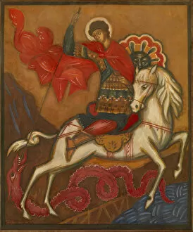Saint George and the Dragon. Artist: Stelletsky, Dmitri Semyonovich (1875-1947)