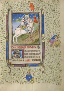 Saint George and the Dragon; Book of Hours, about 1410. Creator: Unknown