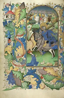 Saint George and the Dragon; Book of Hours, about 1450-1455. Creator: Master of Guillebert de Mets
