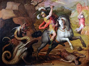 Mannerism Collection: Saint George and the Dragon, c. 1560. Artist: Vasari, Giorgio (1511-1574)