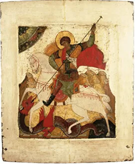 Novgorod School Gallery: Saint George and the Dragon, Early16th cen