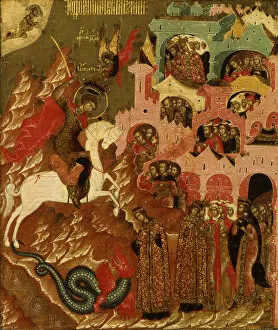 Russian Icon Painting Gallery: Saint George and the Dragon, First Half of 17th century