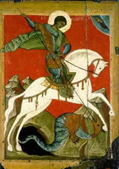 Novgorod School Gallery: Saint George and the Dragon, late 14th century