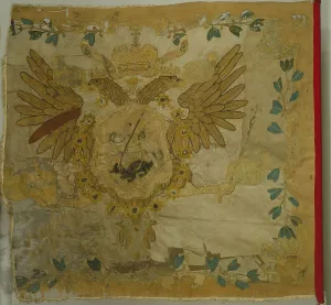 Saint George Flag of the Infantry Regiment at the Time of Anna Ioannovna, 1730s. Artist: Flags, Banners and Standards