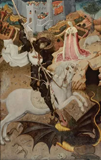 Bernat Gallery: Saint George Killing the Dragon, 1434-1435. Artist: Martorell, Bernat, the Elder (1390-1452)