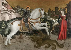 Brescia Collection: Saint George Killing the Dragon, ca 1460