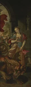 Marten De Vos The Elder Prints: Saint George and the Princess of Silene Return to the City with the Vanquished Dragon