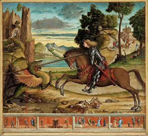 Vittore 1460 1526 Prints: Saint George with Scenes from His Life, 1516. Creator: Carpaccio, Vittore (1460-1526)
